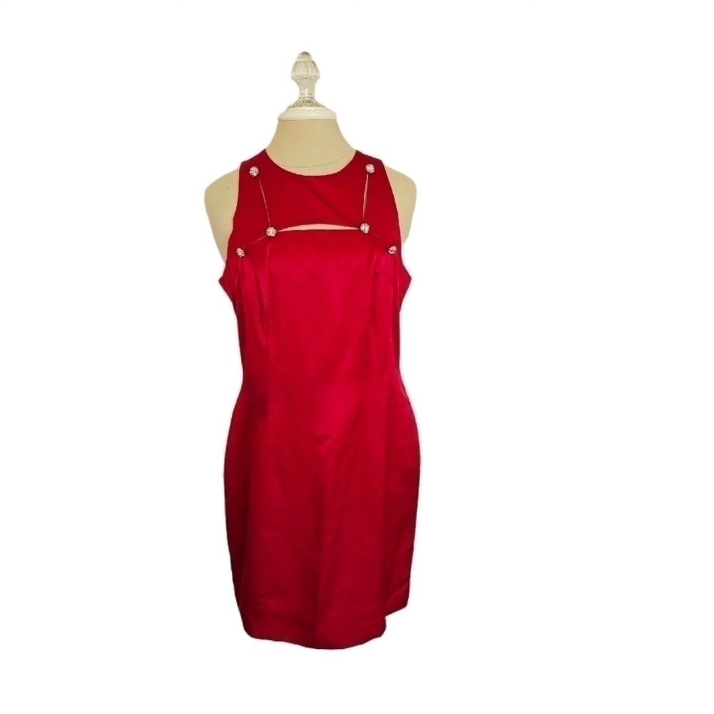 Vintage Papell Boutique red sleeveless Shift Dress size 12